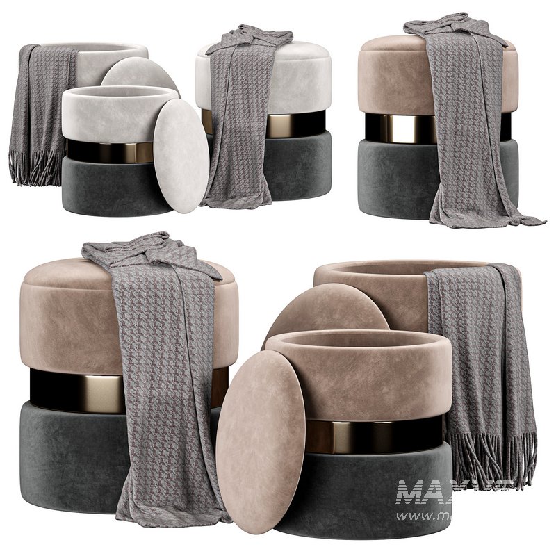 Pouf Derby T125 2 Grey Black - Image 2