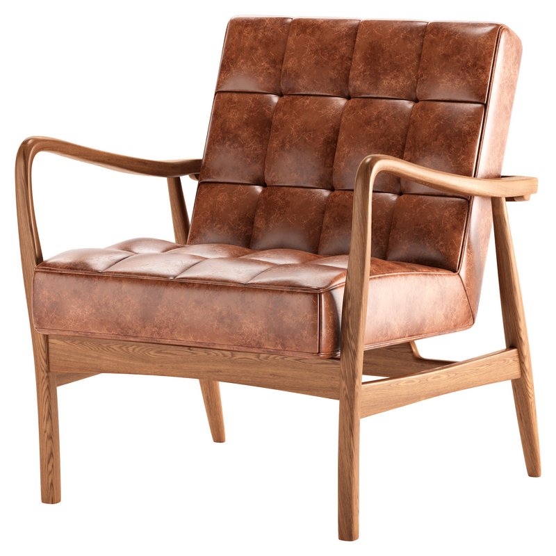 QUINN LEATHER ARMCHAIR IN BROWN - Image 1