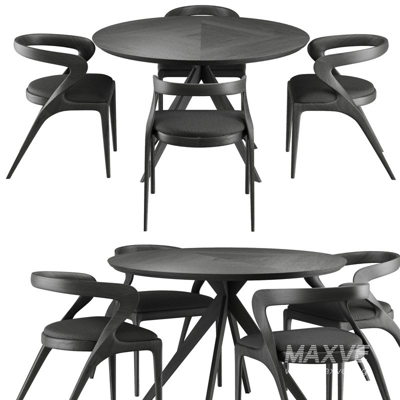 Dinning chair and table set10 – black - Image 1