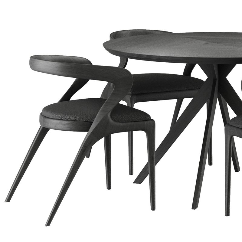 Dinning chair and table set10 – black - Image 2