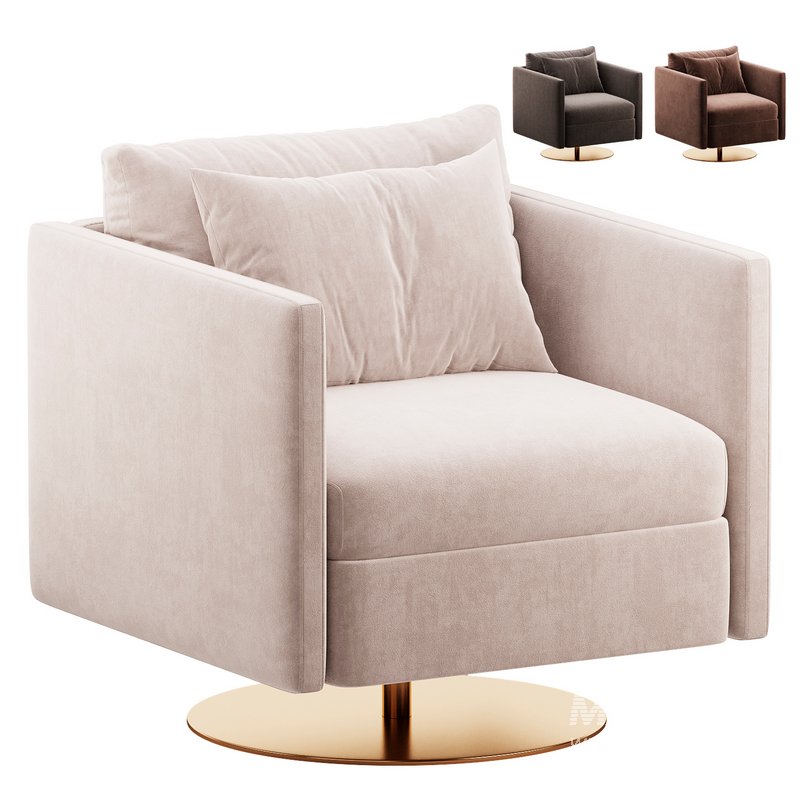 Custom Swivel Lounge Armchair with Metal base - Image 2