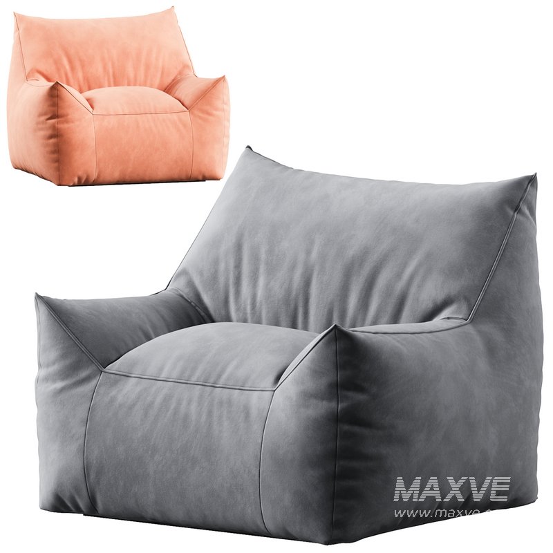 Ehlen Modern Velveteen Bean Bag Chair with Armrests - Image 1