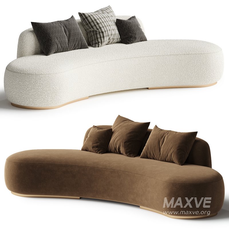 Ghita White Boucle Curved Sofa Set - Image 1