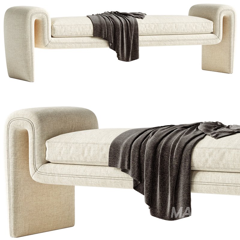 Cream curly curved bench Eichholtz Tondo L - Image 1