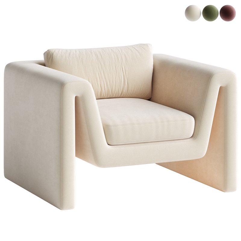Velvet lounge armchair Mika - Image 1