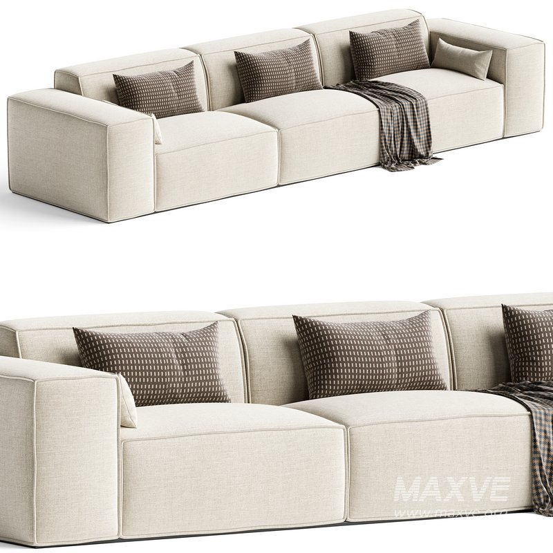 Scandinavian Slipcovered Square Arm Modular Sofa - Image 1