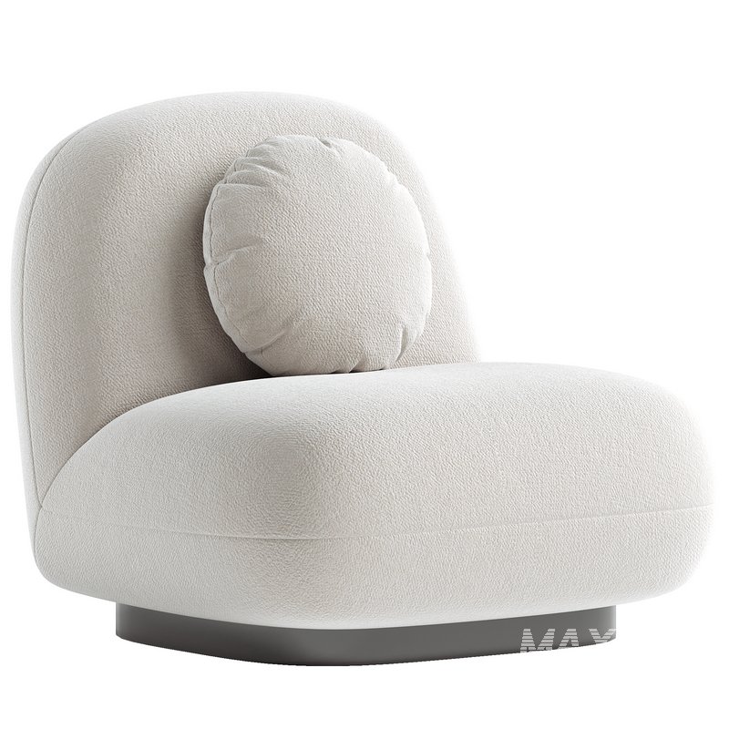 Upholstered Armchair In White Boucl  – Black Legs – Larry - Image 3