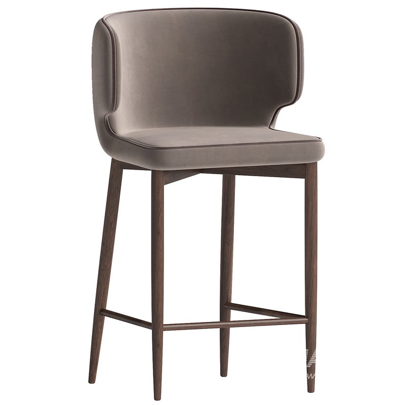 Half-bar chair Mateo with champagne piping - Image 1