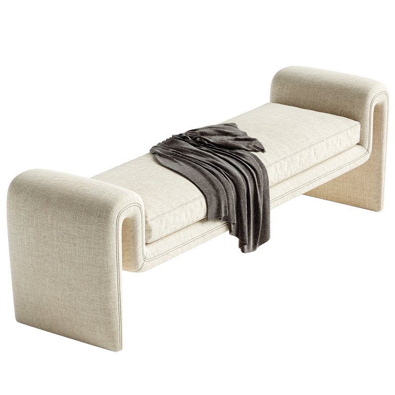 Cream curly curved bench Eichholtz Tondo L - Image 2