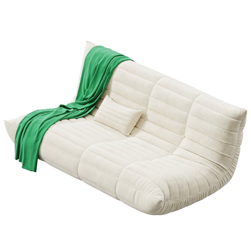 Blanchette Kail Microfiber Microsuede Armless 3-Seat Togo Three Seater Sofa - Image 2