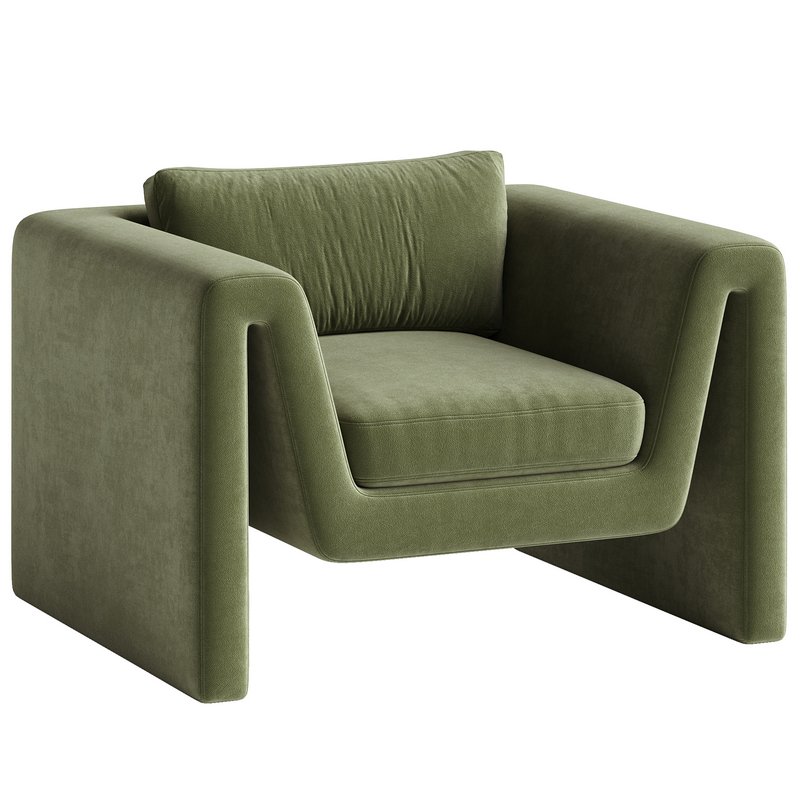 Velvet lounge armchair Mika - Image 2