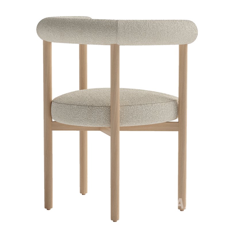 FURNITURE Modern dining room furniture Curved backrest wooden chair Wood frame white teddy fabric dining chair - Image 1