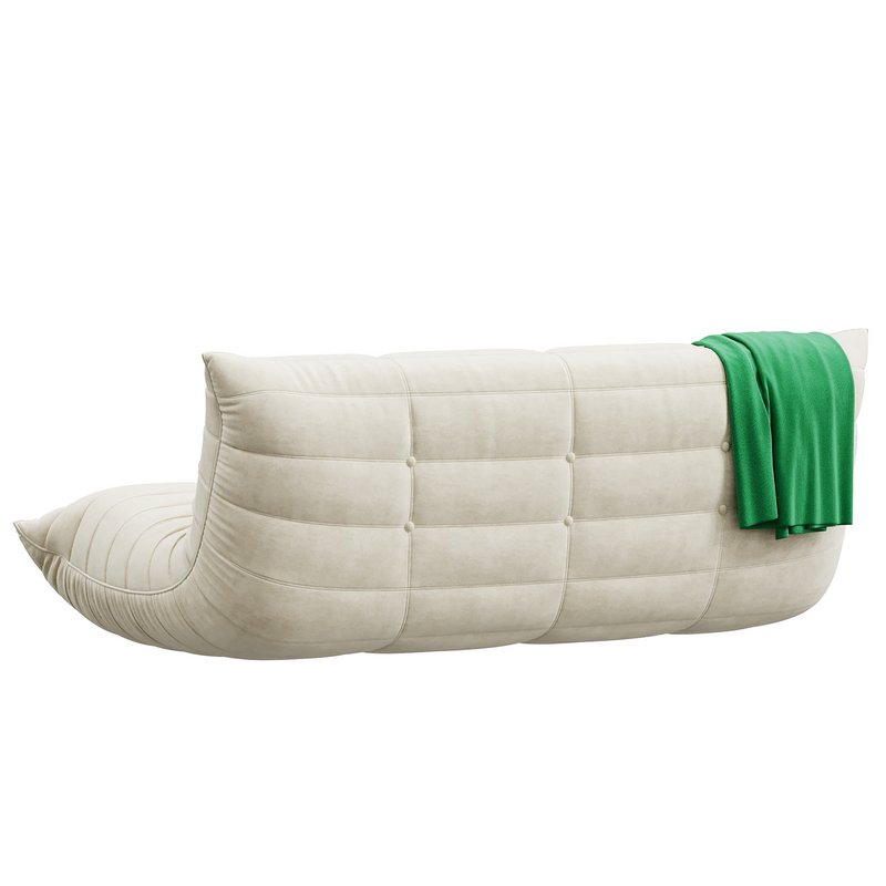 Blanchette Kail Microfiber Microsuede Armless 3-Seat Togo Three Seater Sofa - Image 3