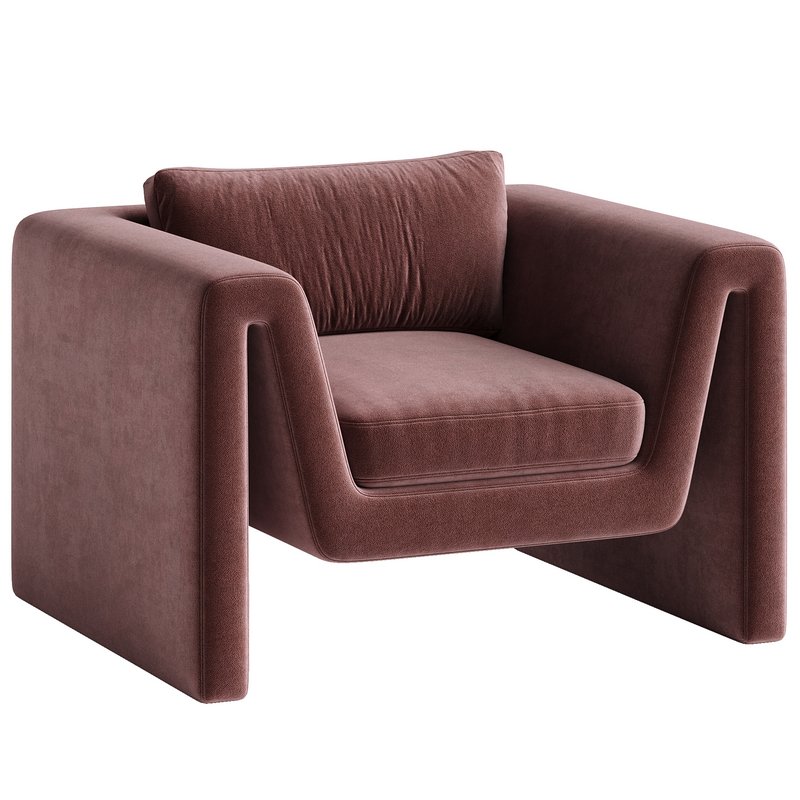 Velvet lounge armchair Mika - Image 3
