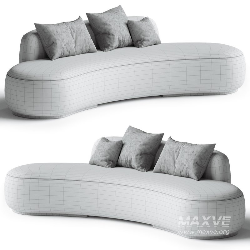Ghita White Boucle Curved Sofa Set - Image 2
