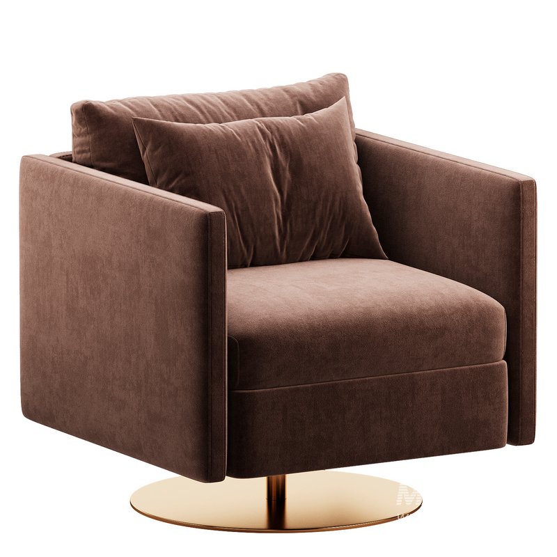 Custom Swivel Lounge Armchair with Metal base - Image 4
