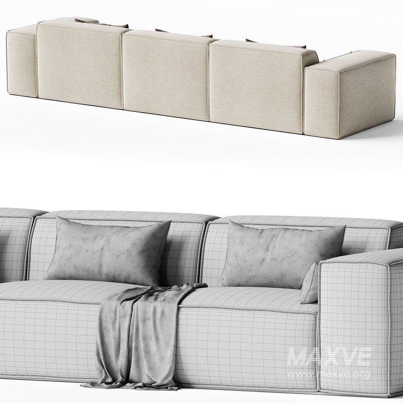 Scandinavian Slipcovered Square Arm Modular Sofa - Image 3