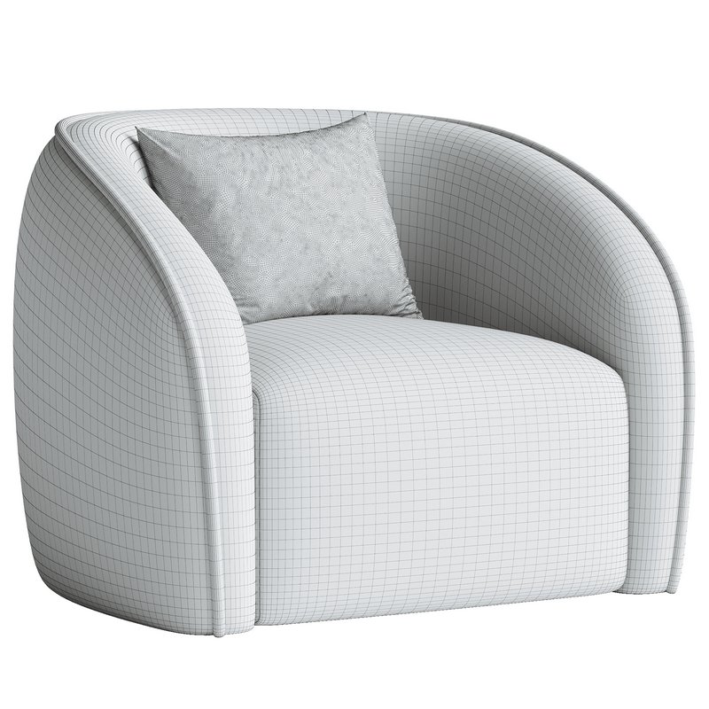 White Boucl  Upholstered Armchair – Seral - Image 3