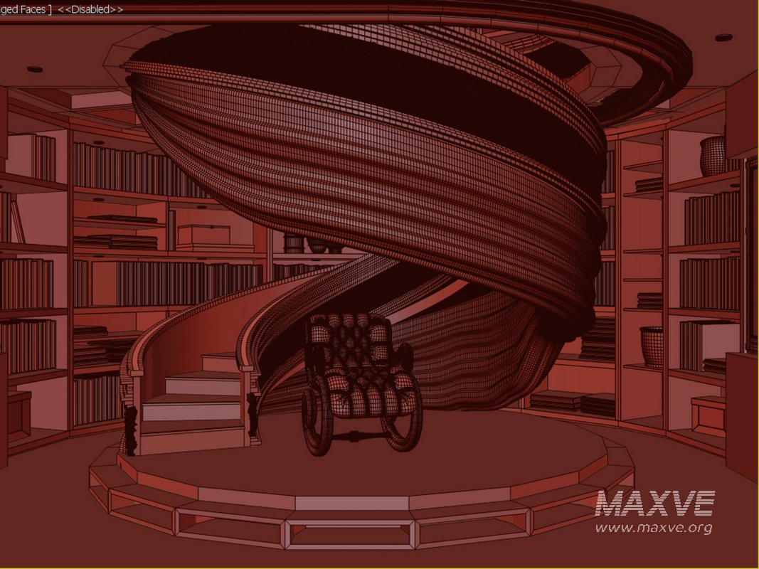 wooden spiral staircase in a room with bookshelves - Image 3