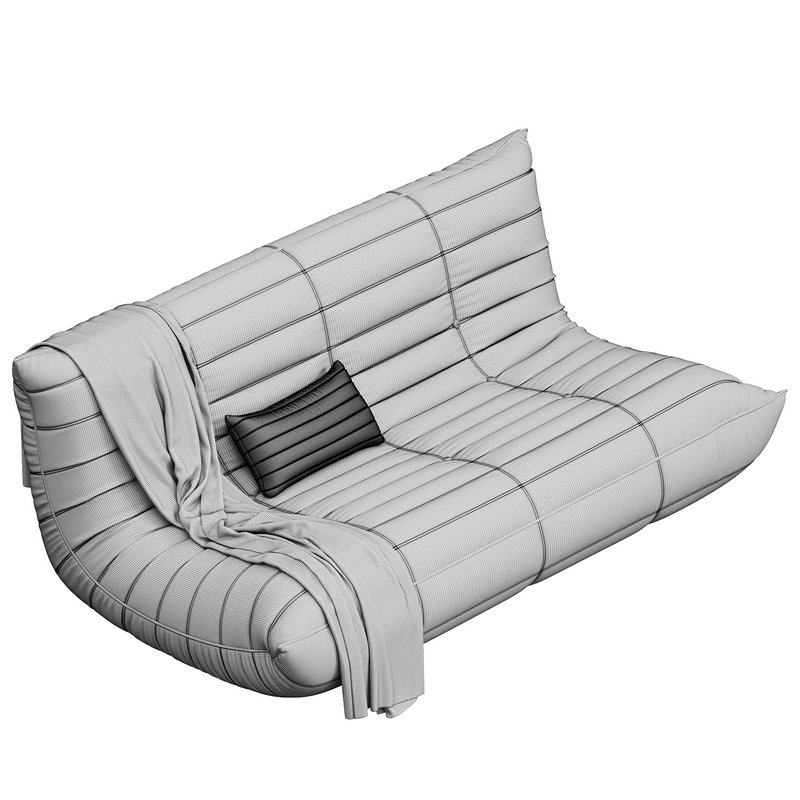 Blanchette Kail Microfiber Microsuede Armless 3-Seat Togo Three Seater Sofa - Image 4