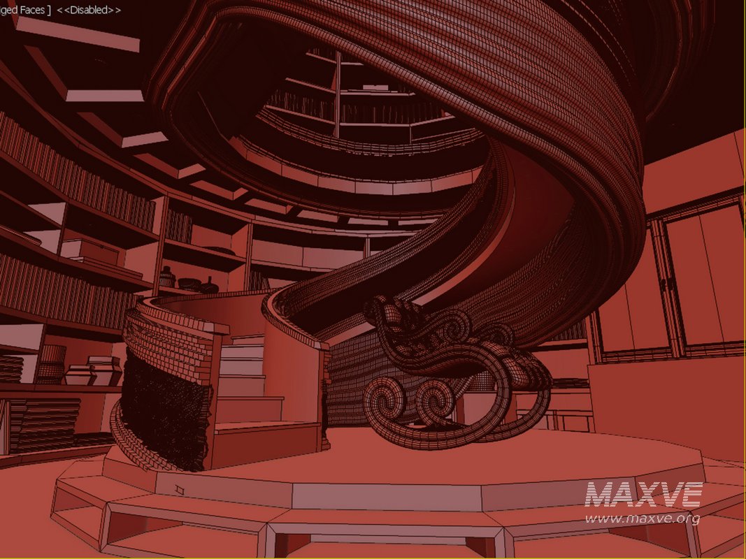 wooden spiral staircase in a room with bookshelves - Image 7