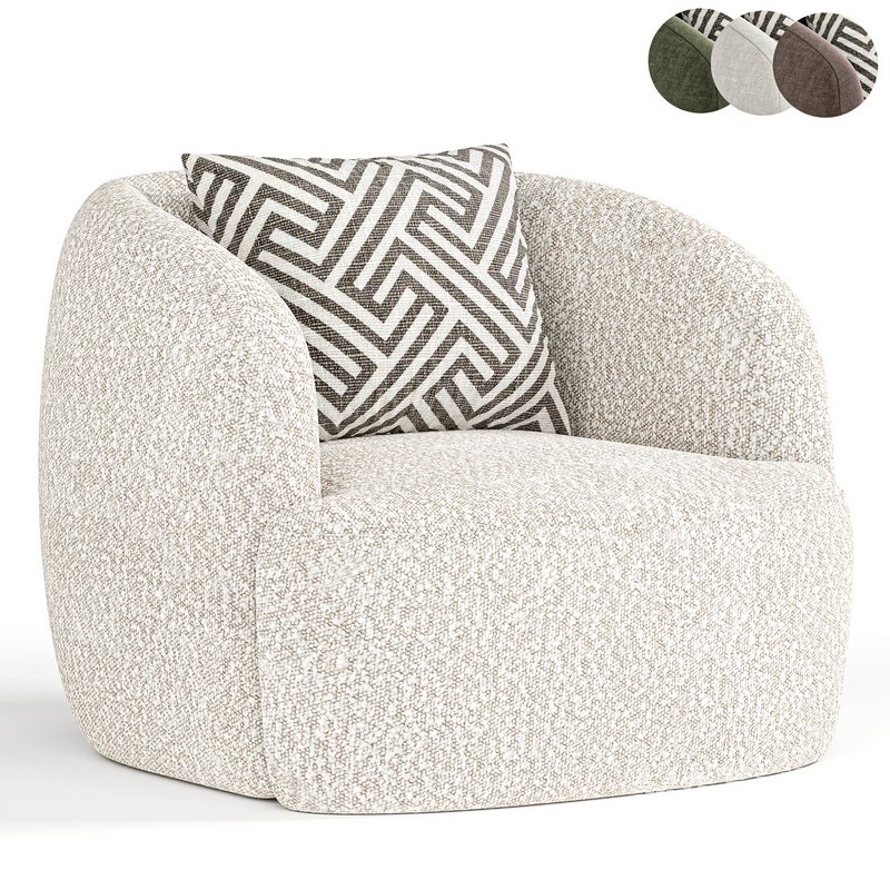 Gwyneth Ivory Boucle Swivel Chair by CB2 - Image 5