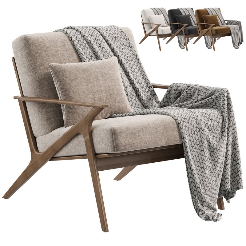 Cavett Wood Frame Armchair by Crate & Barrel - Image 2