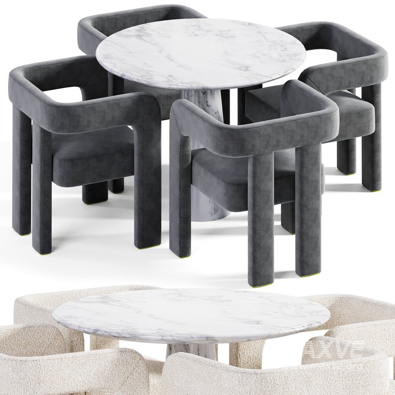 Stature Boucle chair and table - Image 1