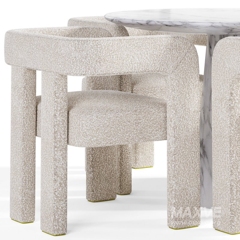 Stature Boucle chair and table - Image 3