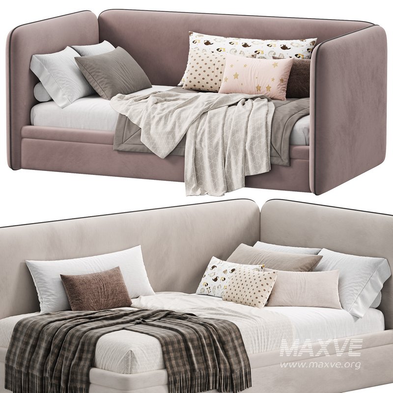 Single bed with box Bert Artsit beige - Image 3