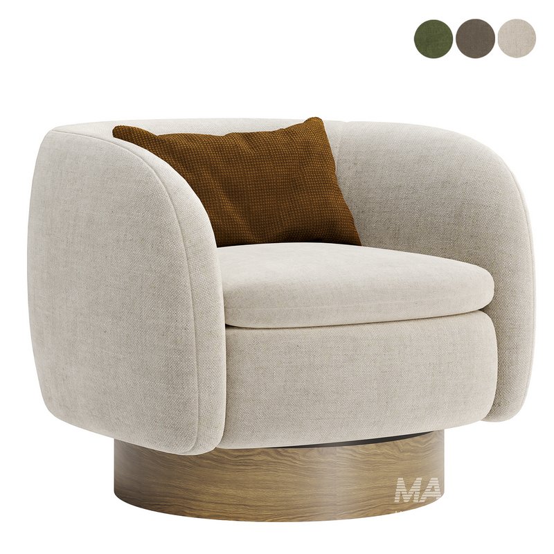 Muir White Boucle Swivel Chair - Image 1