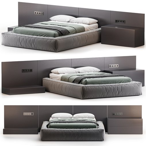 Modern Upholstery Bed by Litfad - Thumbnail 1