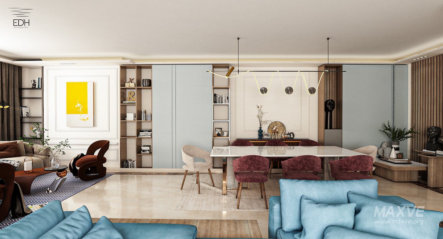 3D Scene of a modern Reception – dining area and Entrance Lobby - Image 2