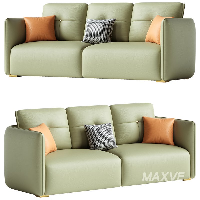 Modern Green Tech Cloth Upholstered Sraight-back Sofa 210 cm - Image 1