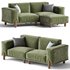 Cuboid Corduroy Fabric Dark Green Sectional Sofa 220 cm - Thumbnail 1