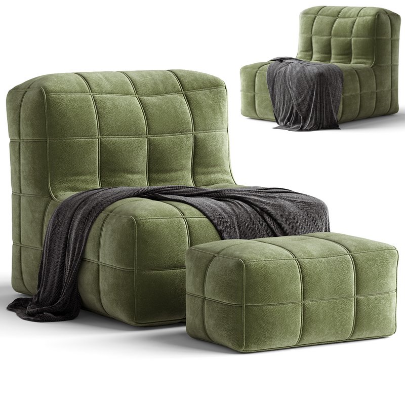 White Solid Color Bean Bag Chair - Image 1