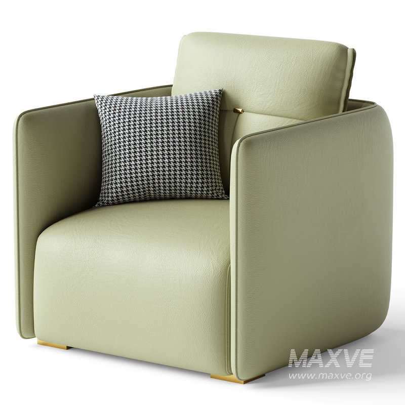 Modern Green Tech Cloth Upholstered Sraight-back Armchair - Image 1