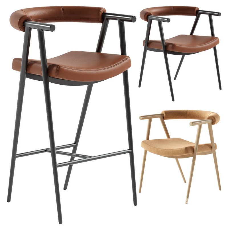 Bruso Barstool & Bruso Dining Chair - Image 1