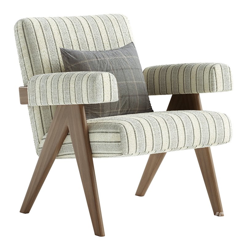 Boro Stripe Ashton Upholstered Teak Accent Chair - Image 3