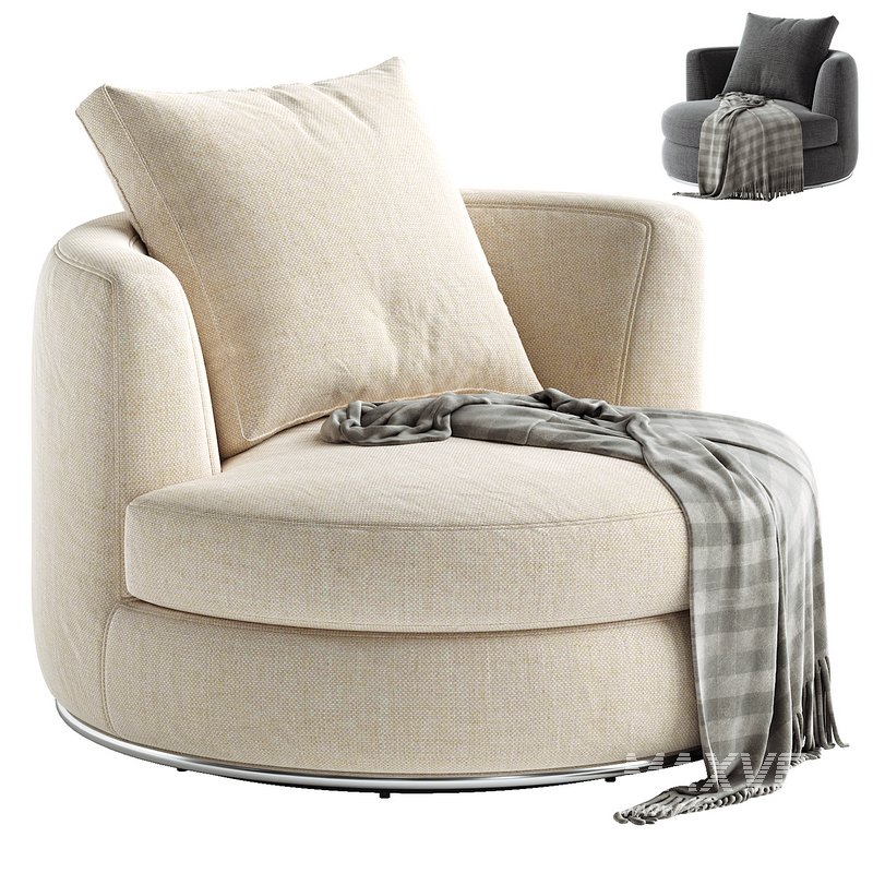 Hamilton Round Performance Fabric Swivel Armchair - Image 1