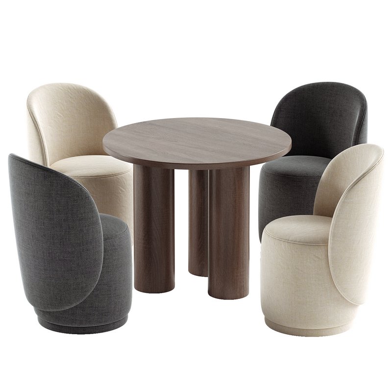 Upholstered velvet chair Zeyno & Colette round table - Image 1