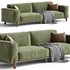 Cuboid Corduroy Fabric Dark Green Sectional Sofa - Thumbnail 1