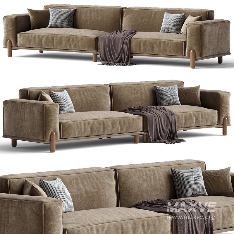 Cuboid Corduroy Fabric Dark Green Sectional Sofa 350 cm - Image 1