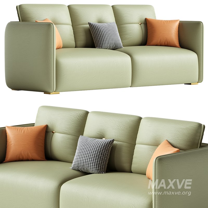 Modern Green Tech Cloth Upholstered Sraight-back Sofa 210 cm - Image 2