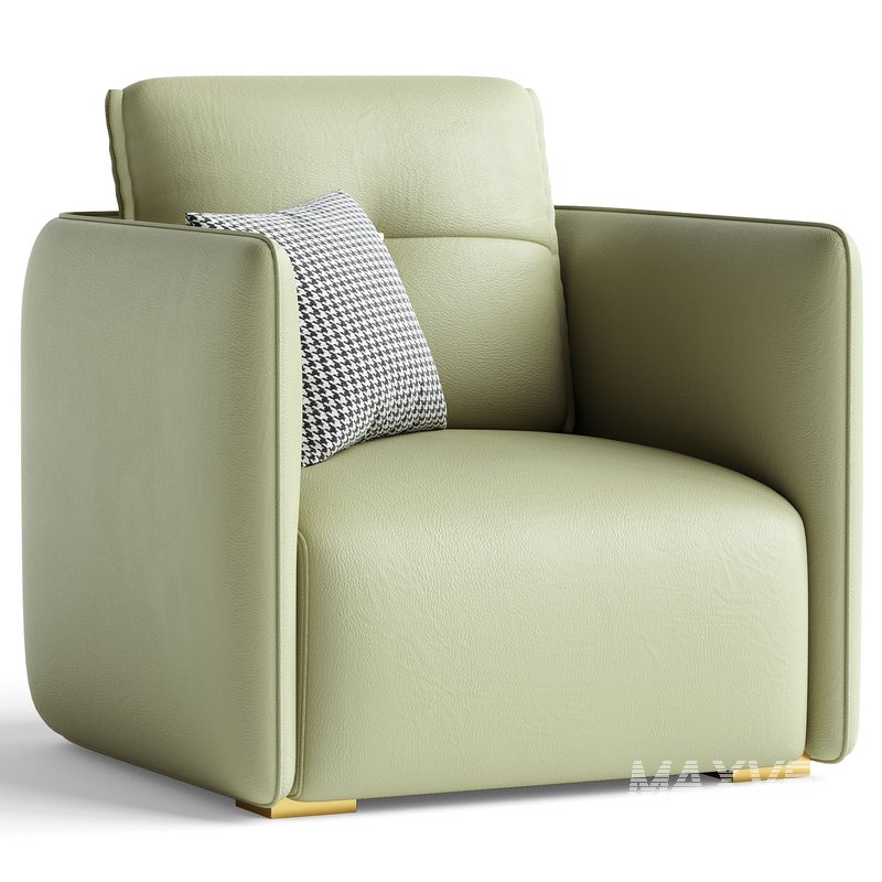 Modern Green Tech Cloth Upholstered Sraight-back Armchair - Image 2