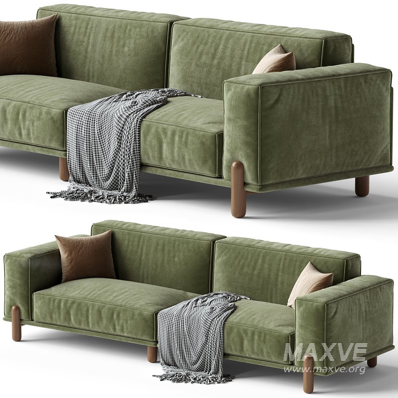 Cuboid Corduroy Fabric Dark Green Sectional Sofa - Image 3