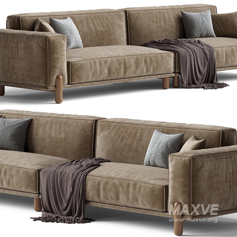 Cuboid Corduroy Fabric Dark Green Sectional Sofa 350 cm - Image 2