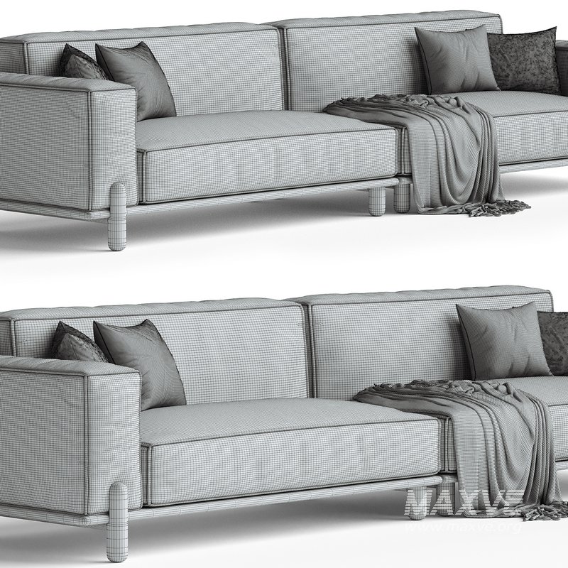 Cuboid Corduroy Fabric Dark Green Sectional Sofa 350 cm - Image 3