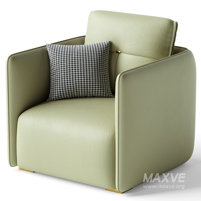 Modern Green Tech Cloth Upholstered Sraight-back Armchair - Image 3