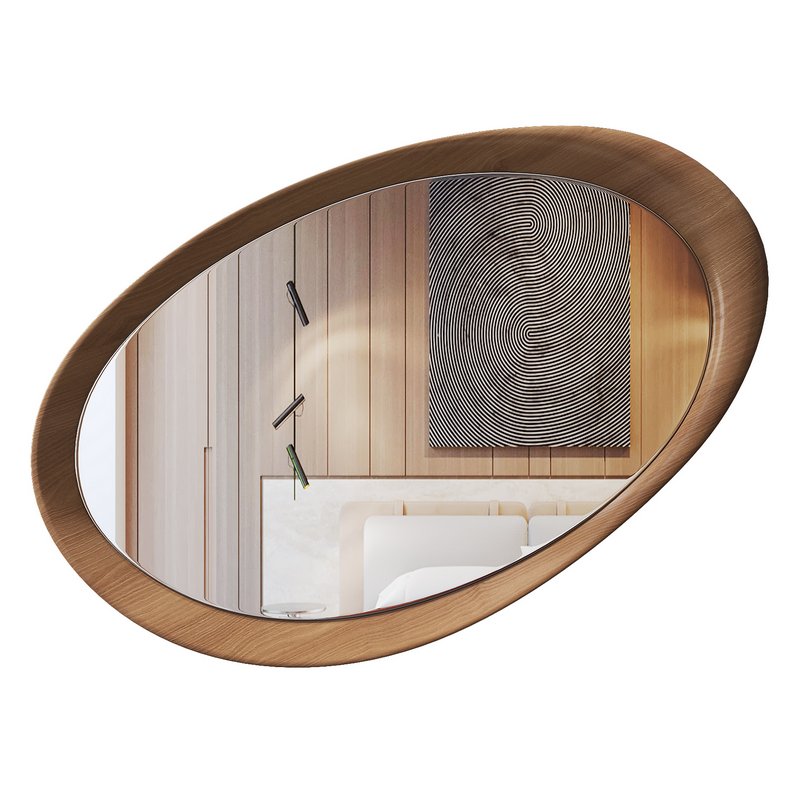 Asymmetrical Wooden Frame Mirror 03 - Image 1